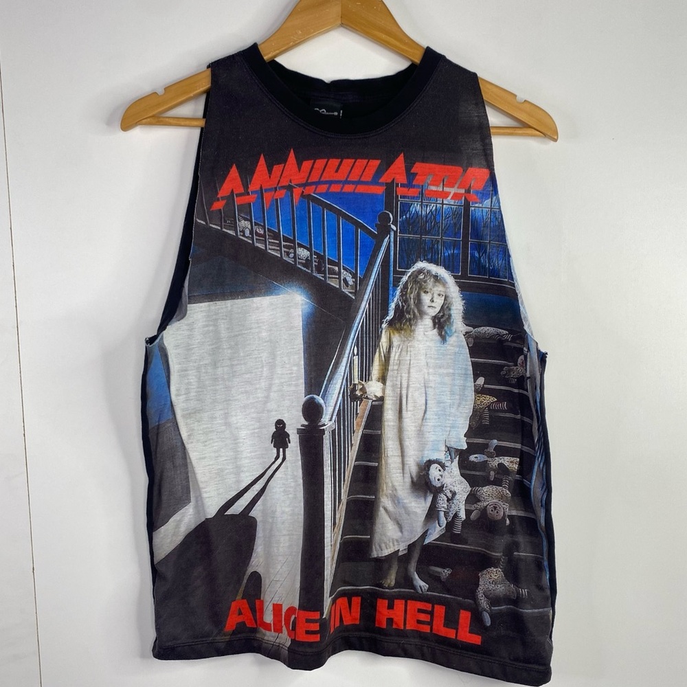 Vintage Cyber Rock Medium Alice In Hell Cutoff Muscle Tank Top Shirt
